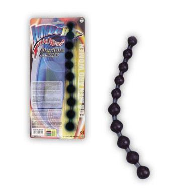 Анальная цепочка - Jumbo Jelly Thai Beads, black, 28 cm